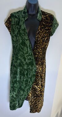 Kim Shui Green and Leopard Midi Dress